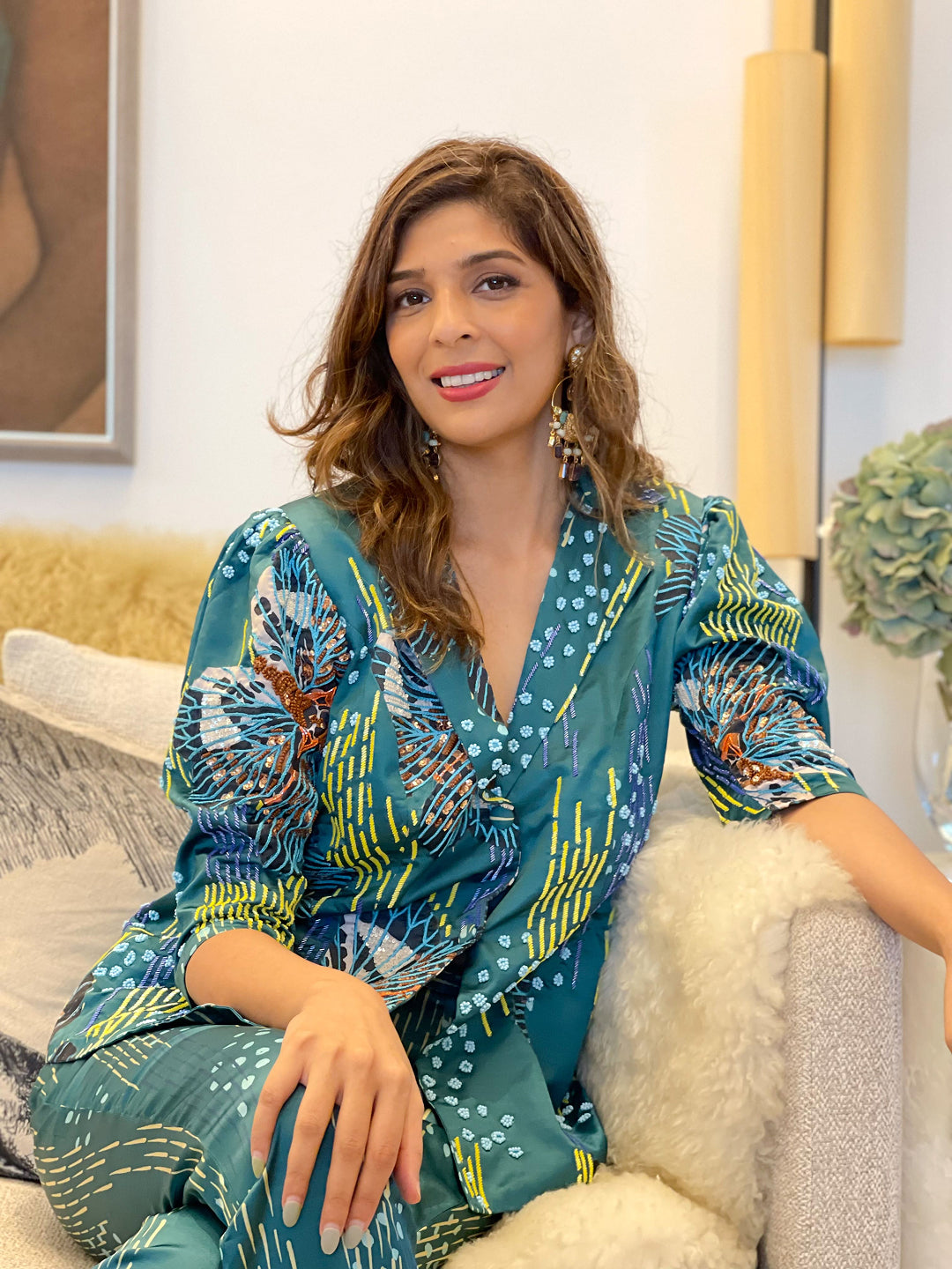 Green butterfly Blazer set