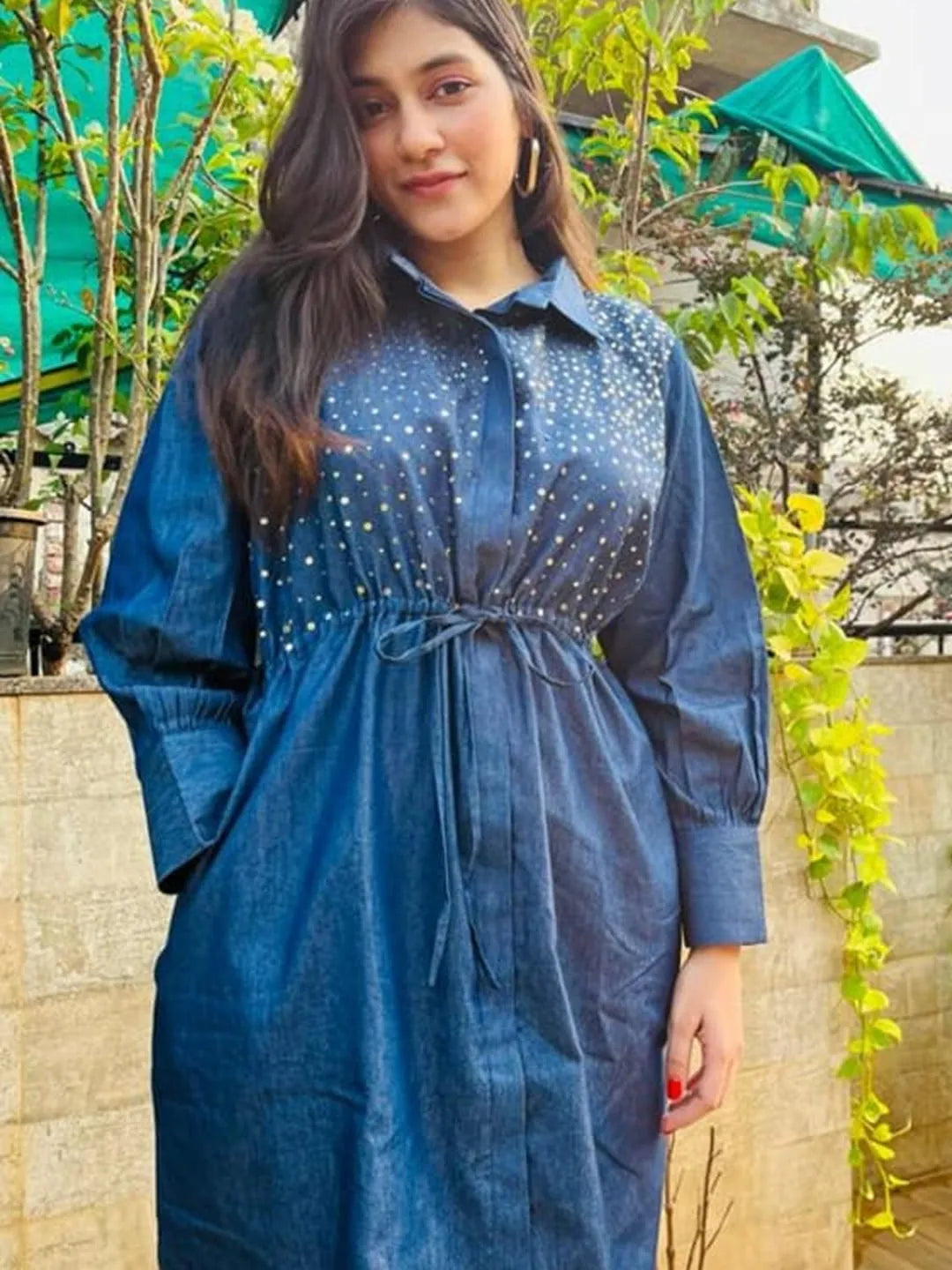 One piece Dress With Sequence Work