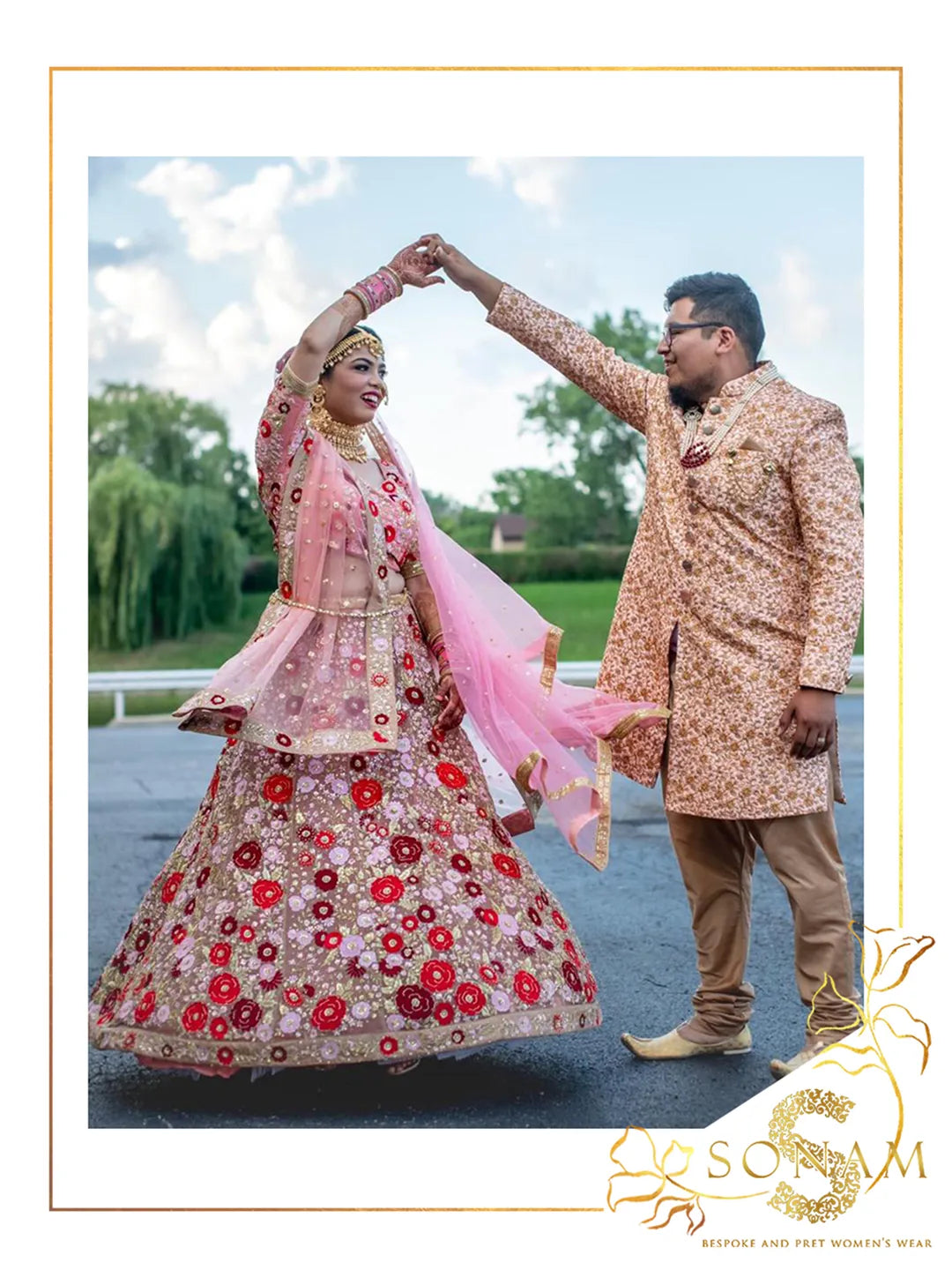 Floral bridal lehenga set