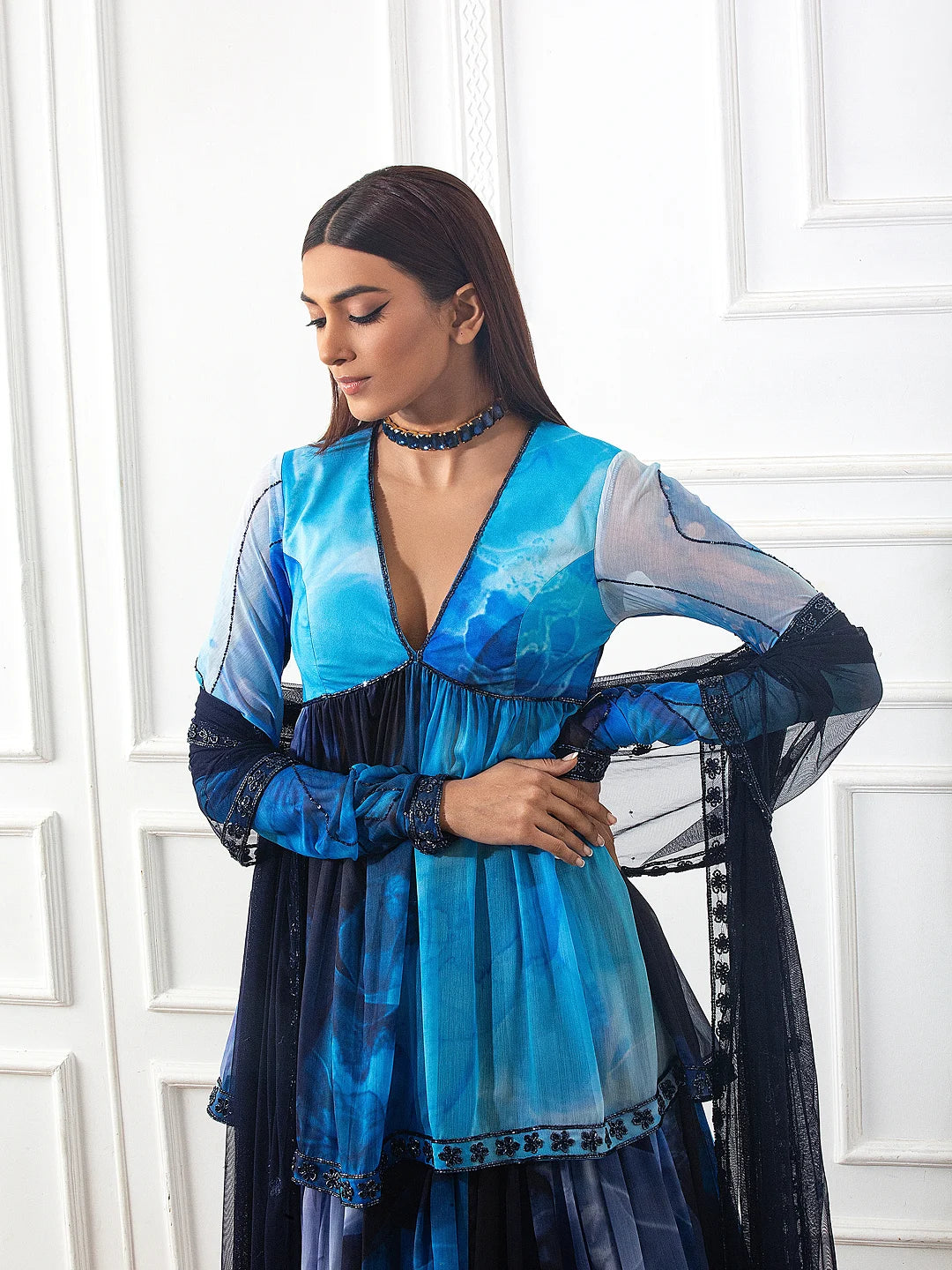 Peplum Printed Lehenga Set