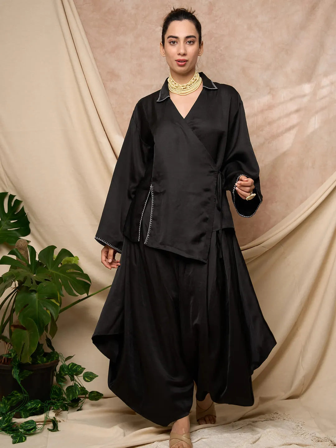 Black Dhoti Pant Set
