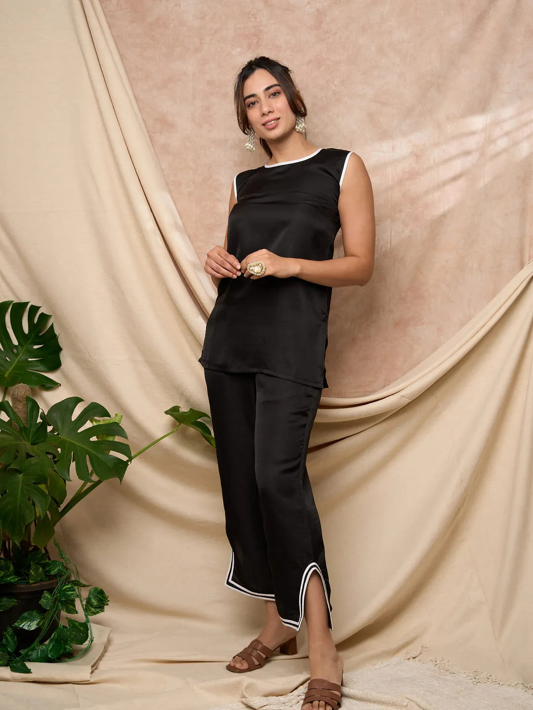 Black Piping Co-ord Set