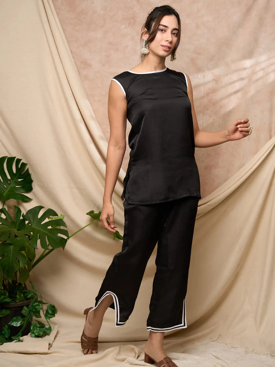 Black Piping Co-ord Set