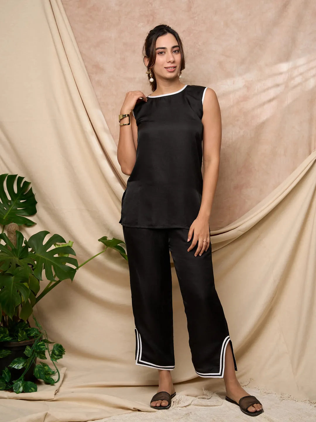 Black Piping Co-ord Set