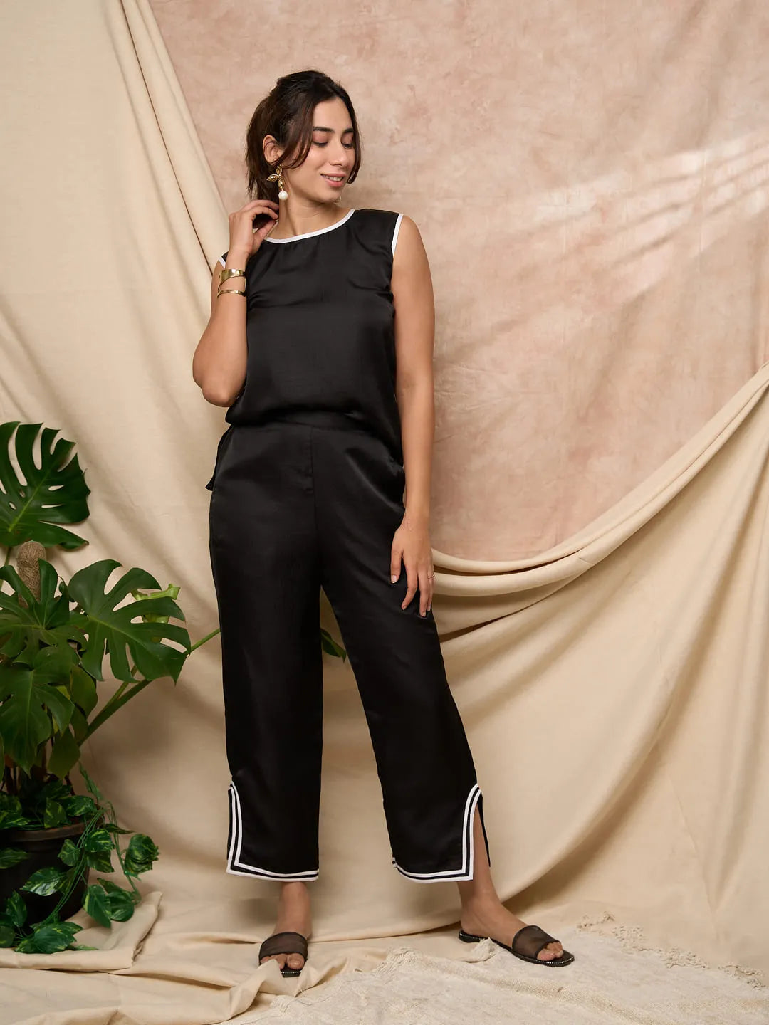 Black Piping Co-ord Set