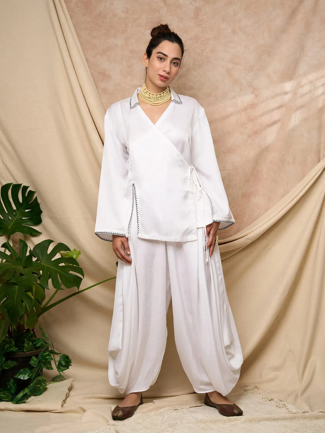 White Dhoti Pant Set
