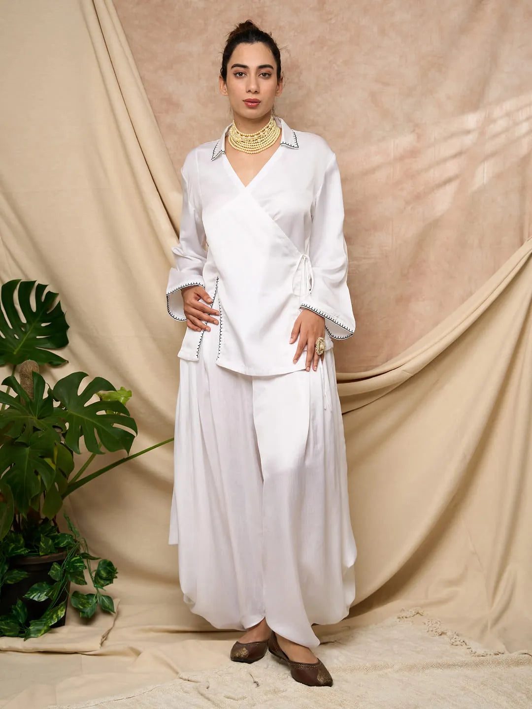 White Dhoti Pant Set
