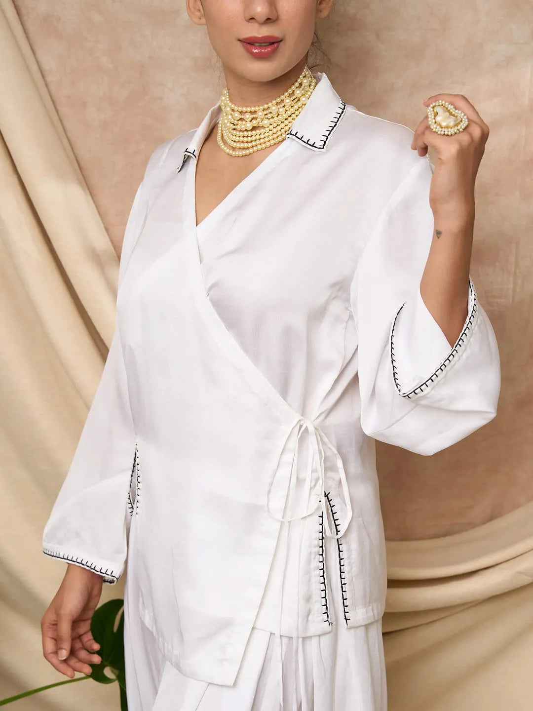 White Dhoti Pant Set