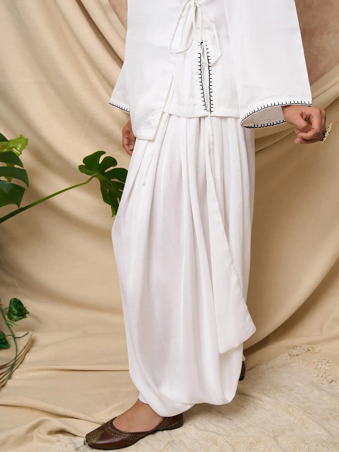 White Dhoti Pant Set