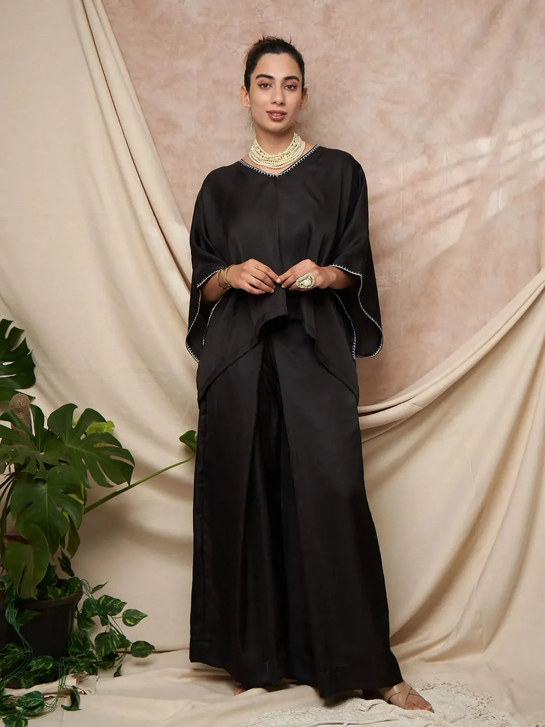 Black Kimono Pant Set