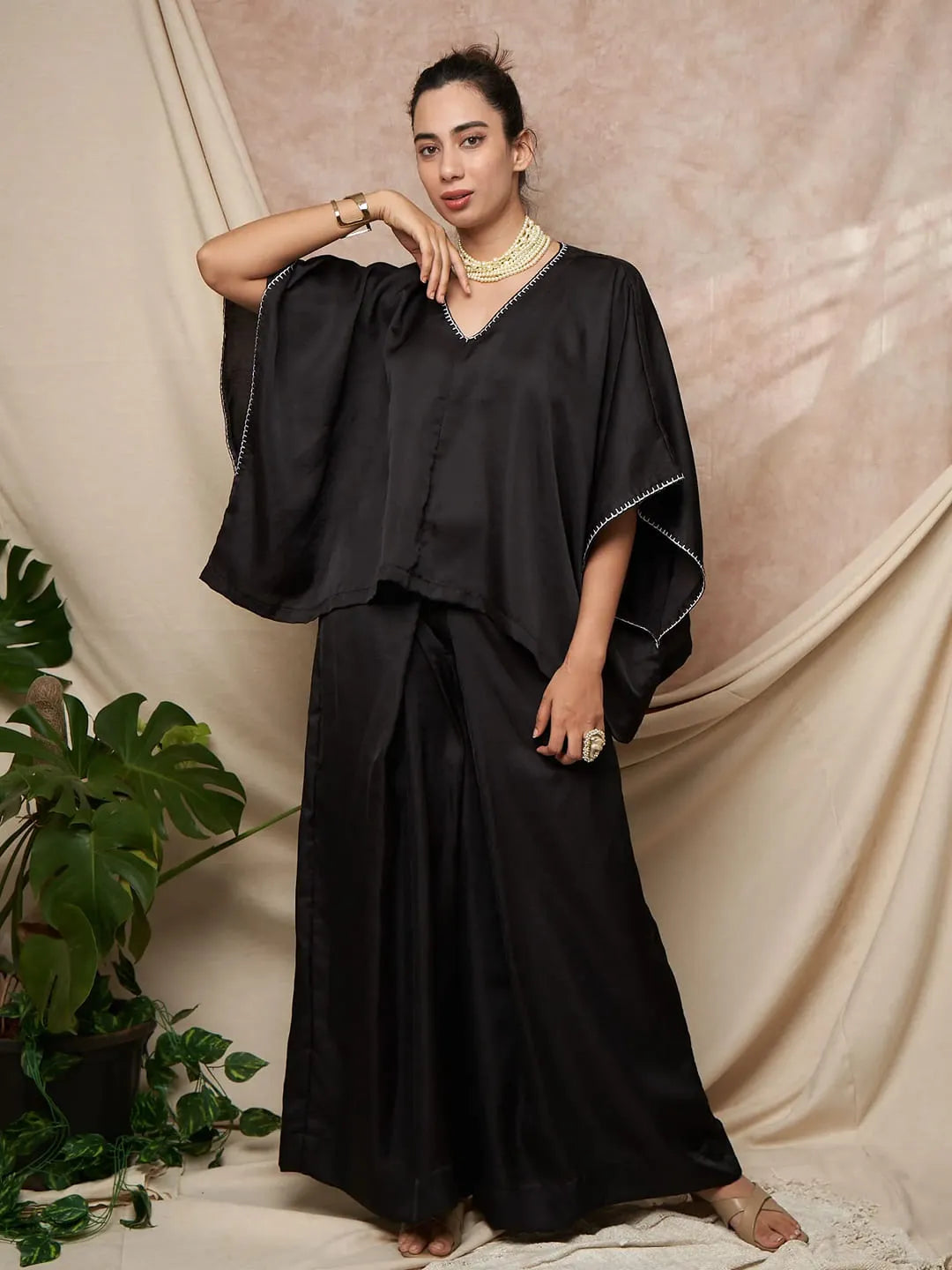 Black Kimono Pant Set