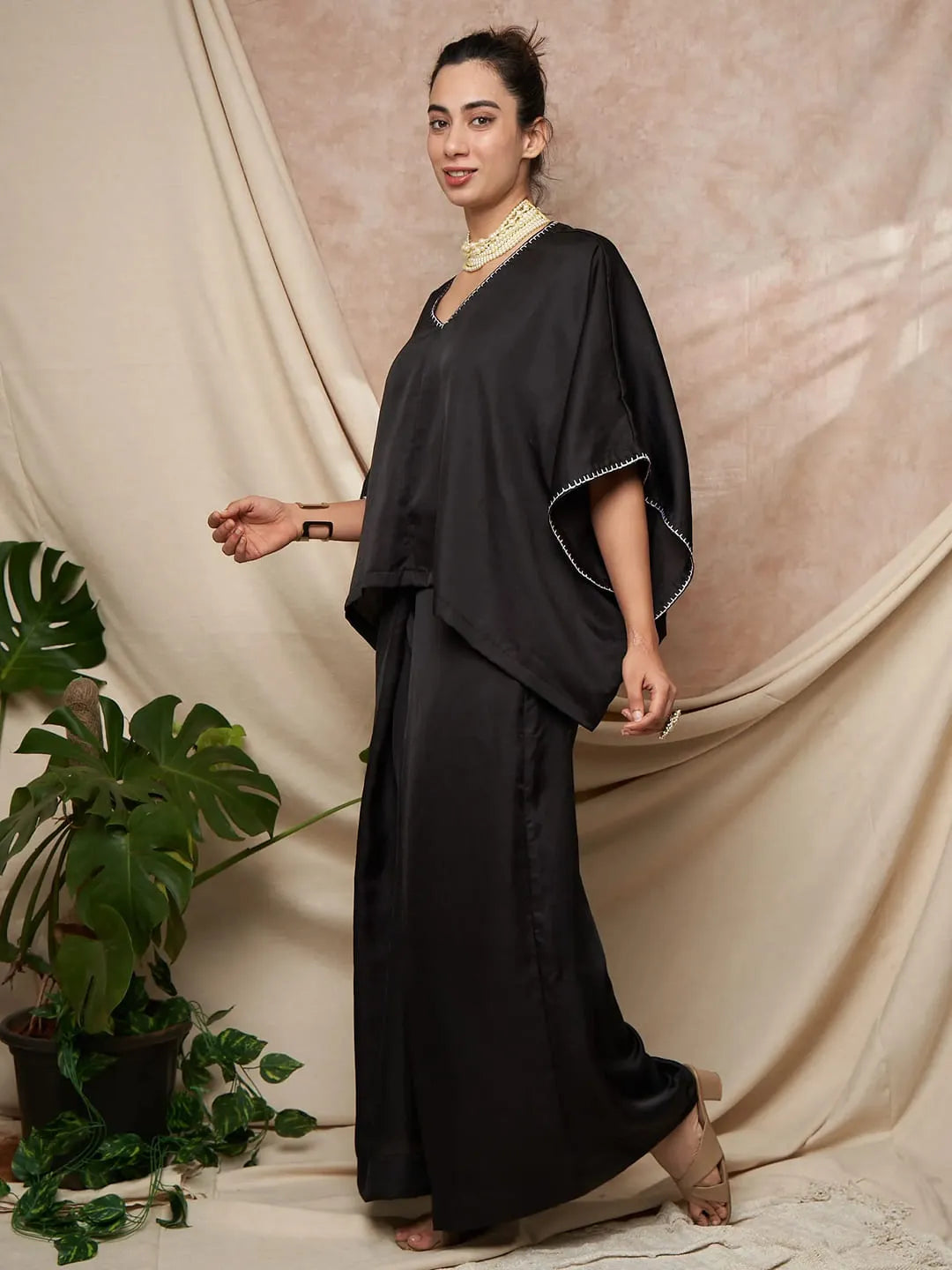 Black Kimono Pant Set