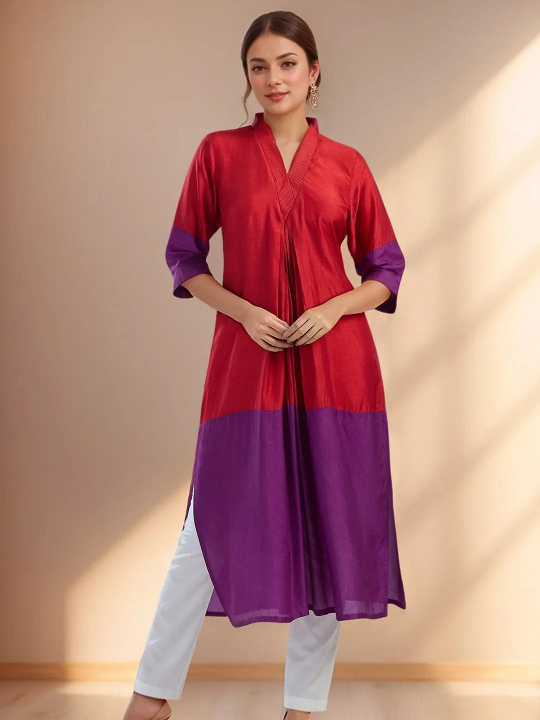Rust X Purple 2D Kurta