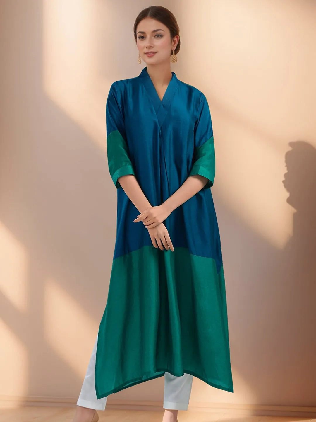 Blue X Green 2D Kurta