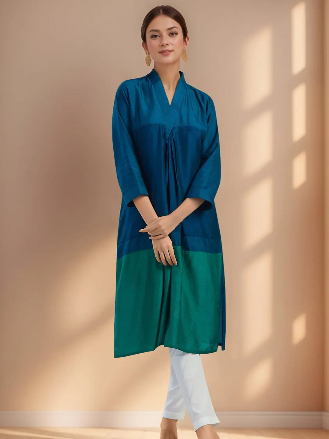 Blue X Green 2D Kurta