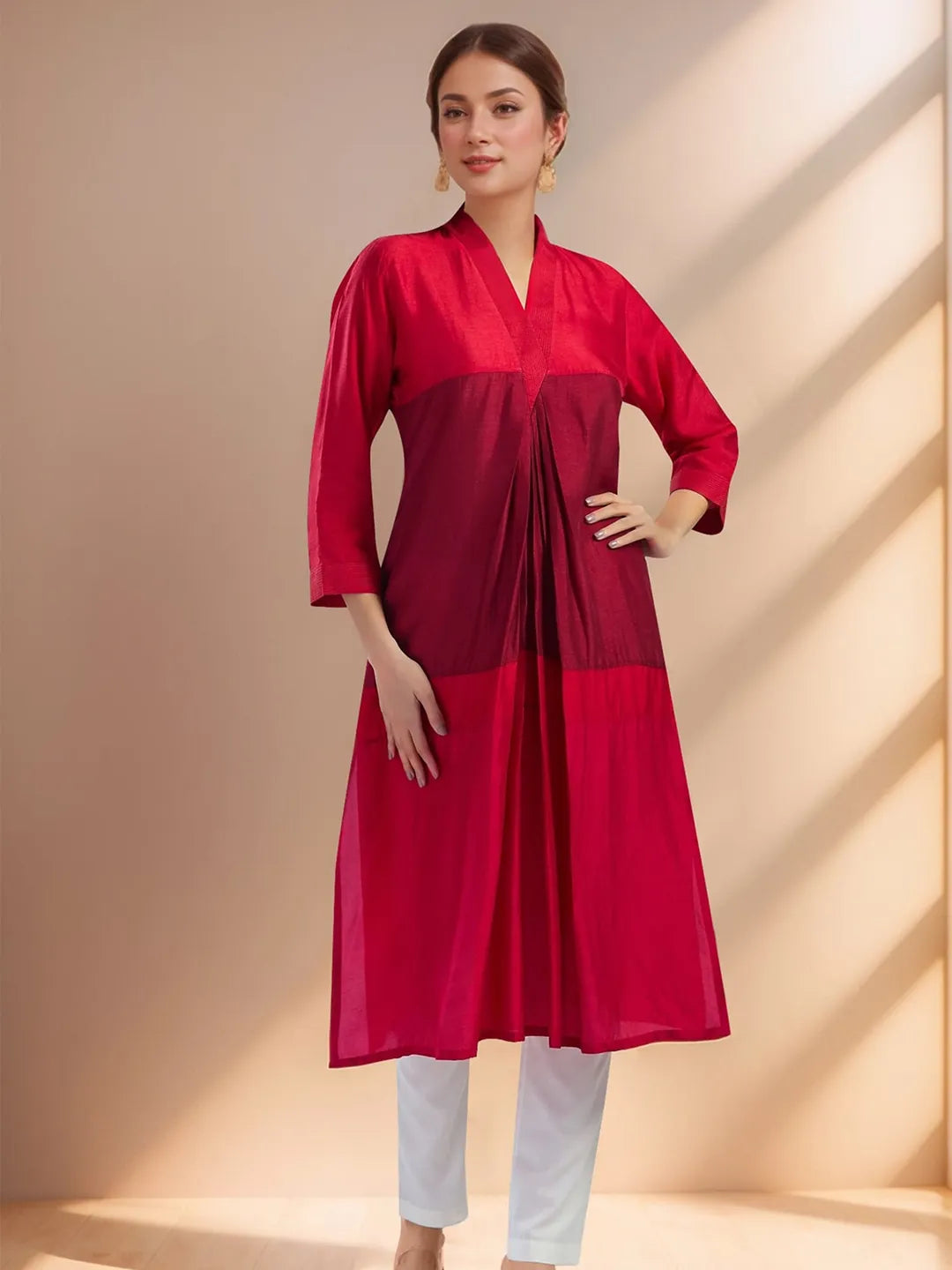 Wine X Rust 3D Kurta