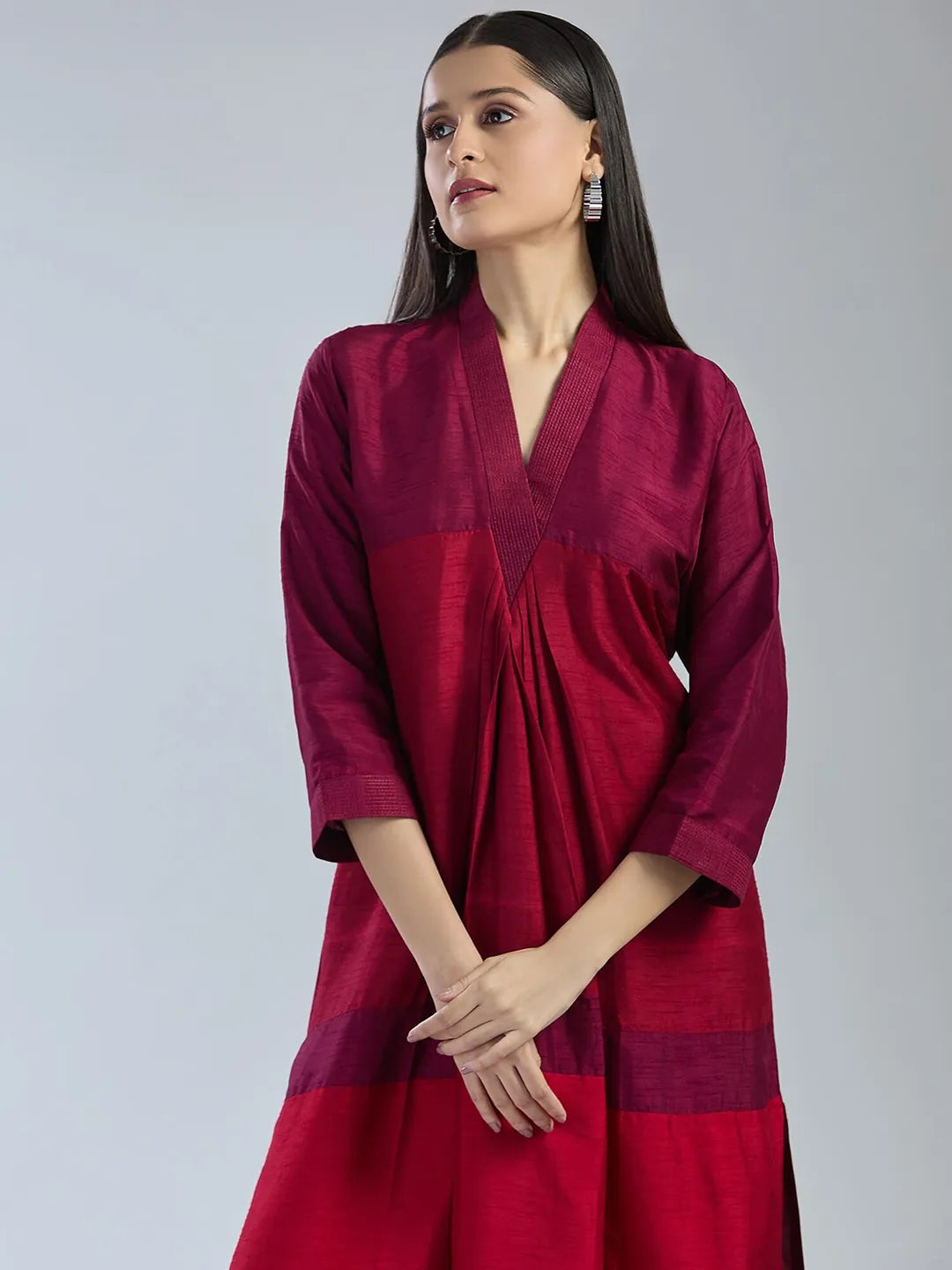 Maroon X Red 3D Kurta