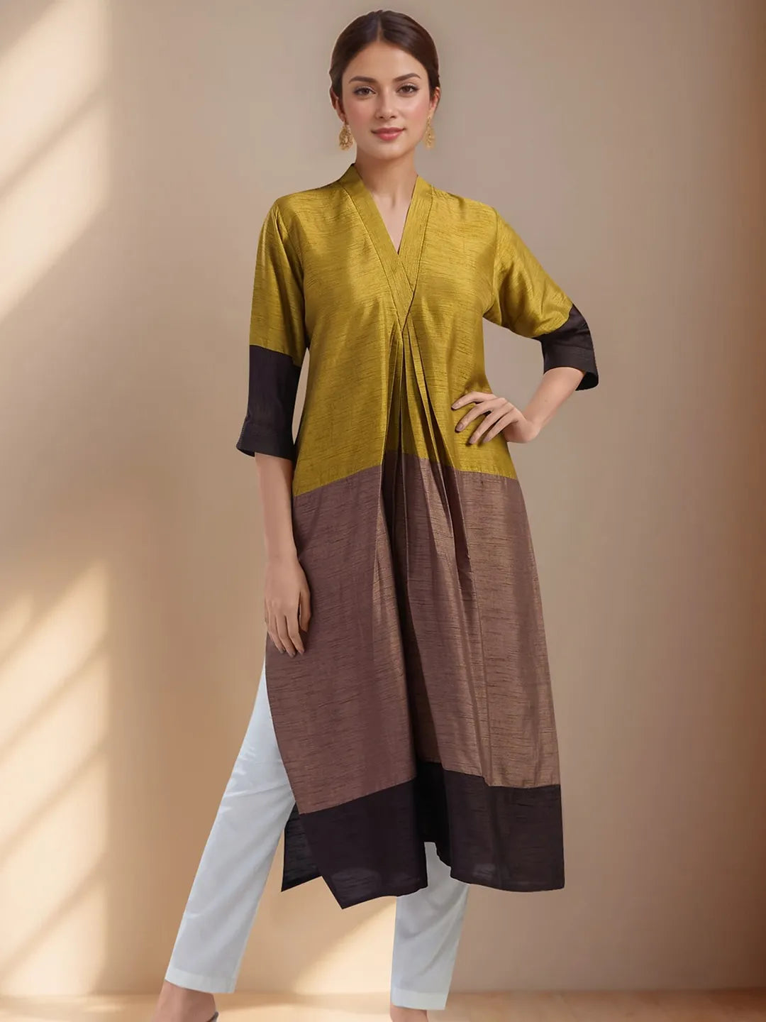 Yellow X Brown 3D Kurta