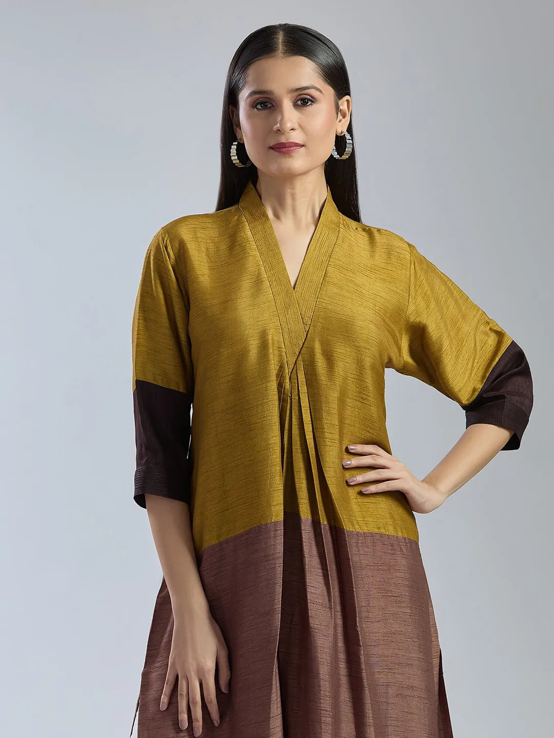 Yellow X Brown 3D Kurta