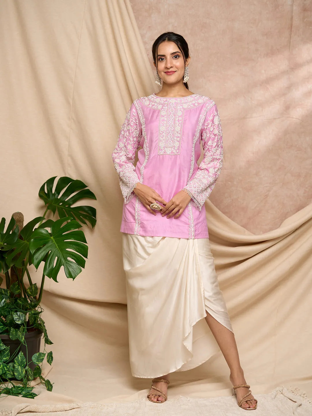 ⁠Ice pink Aari work top