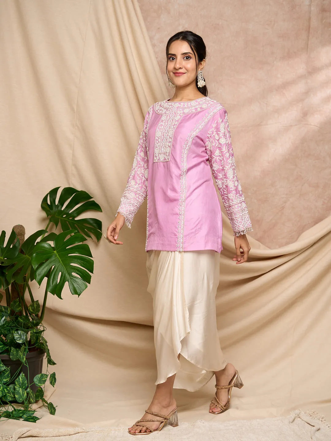 ⁠Ice pink Aari work top