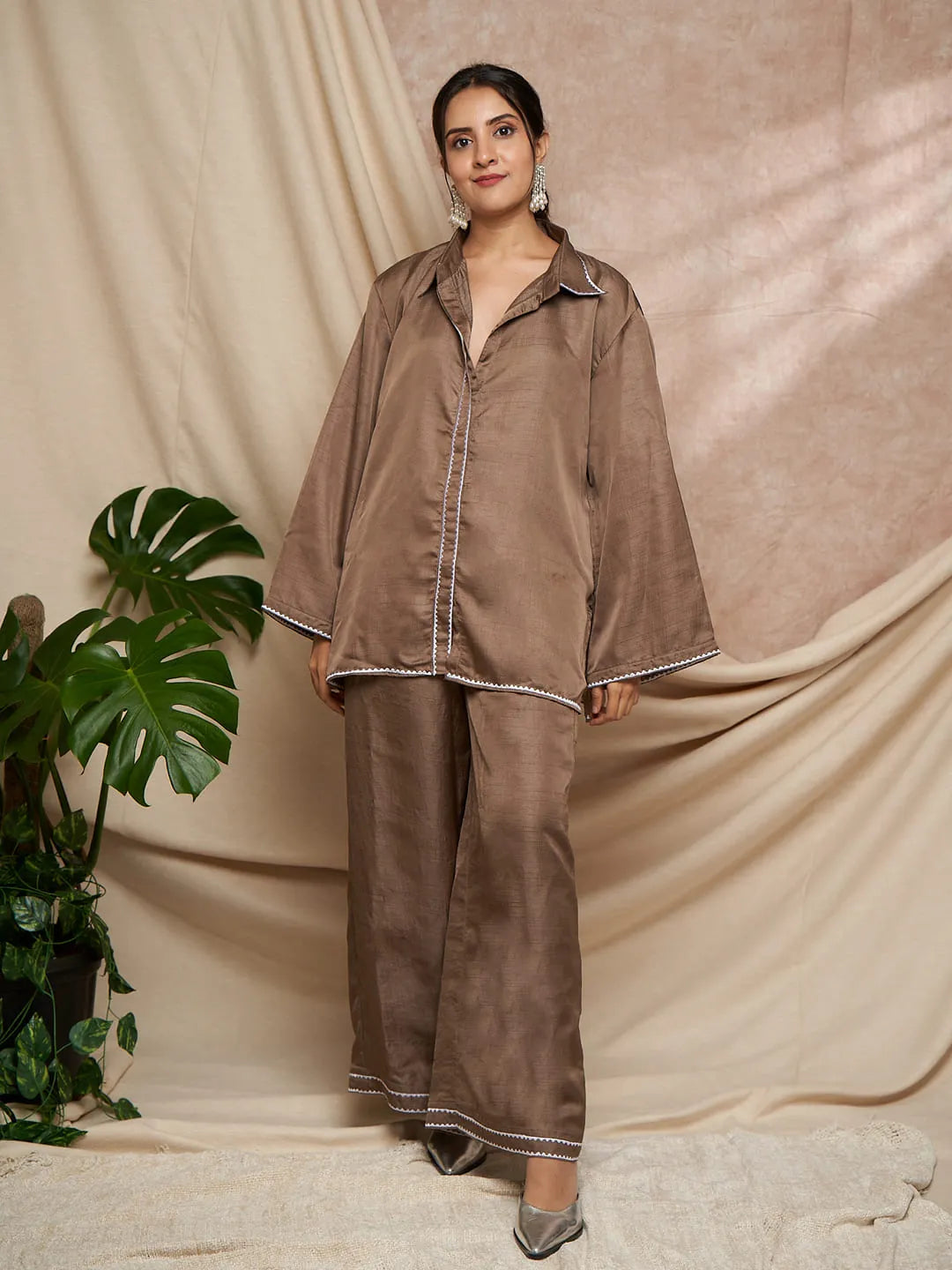 Mocha Mousse Shirt Pant Set