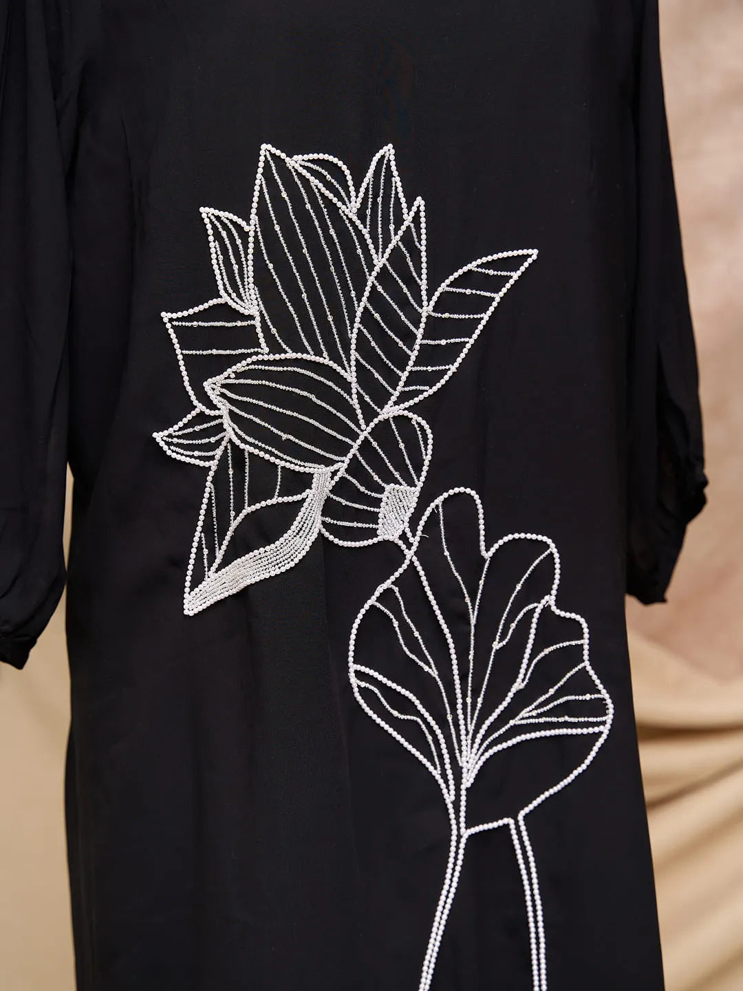 Black Dress With Pearl Flower