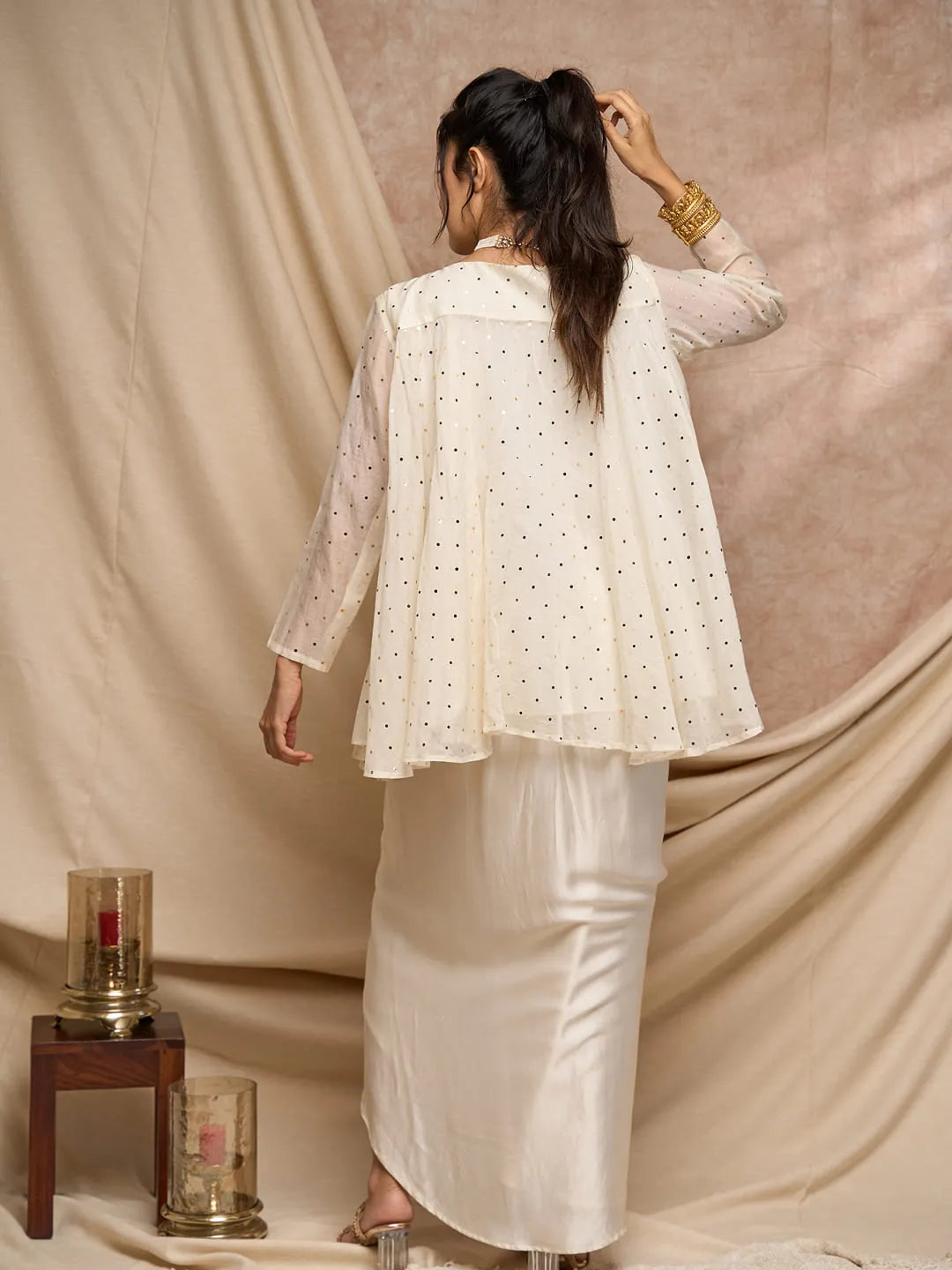 Ivory with gold sequins top coloured tassel