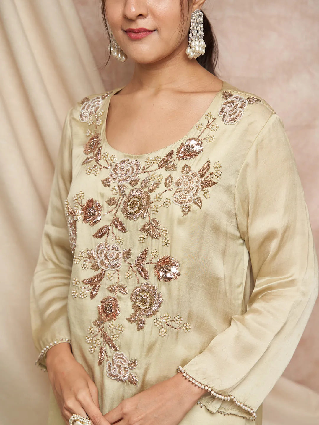 Dusty green Mokash work tunic