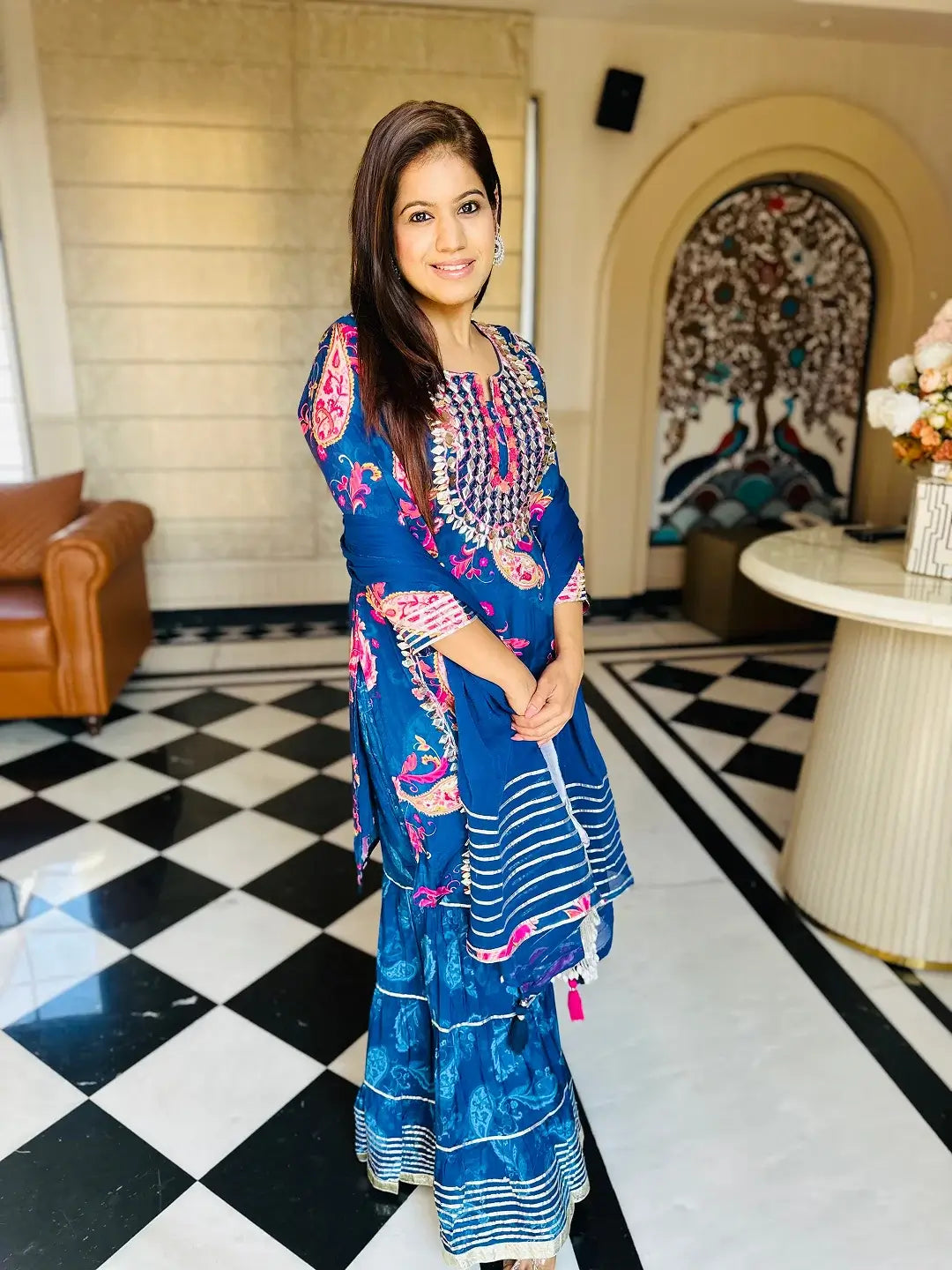 Azure Flora Sharara Suit