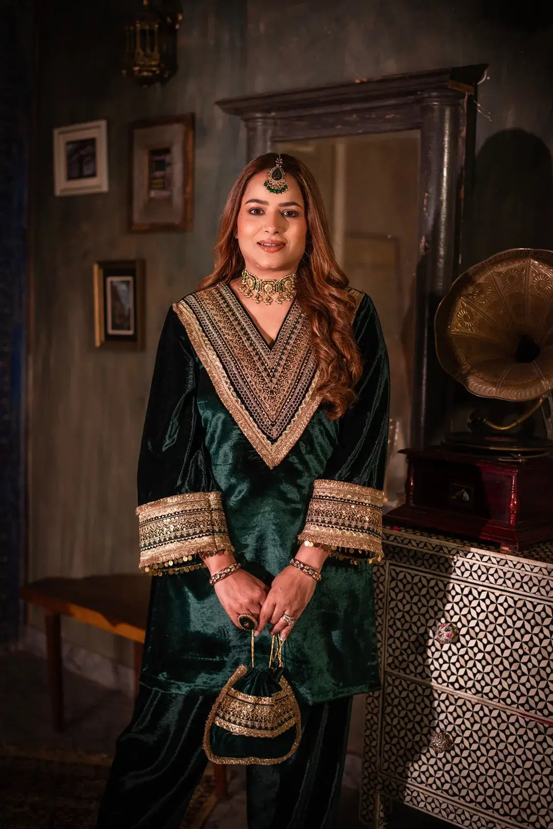 Mughal Kurta Set Green