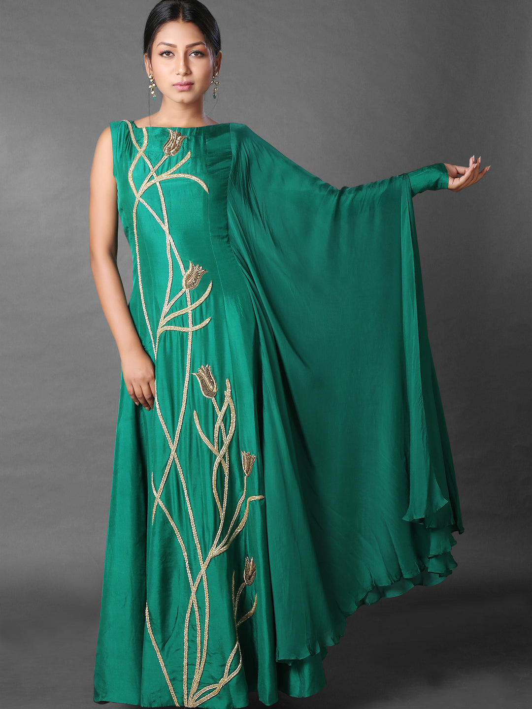 Green caped-anarkali