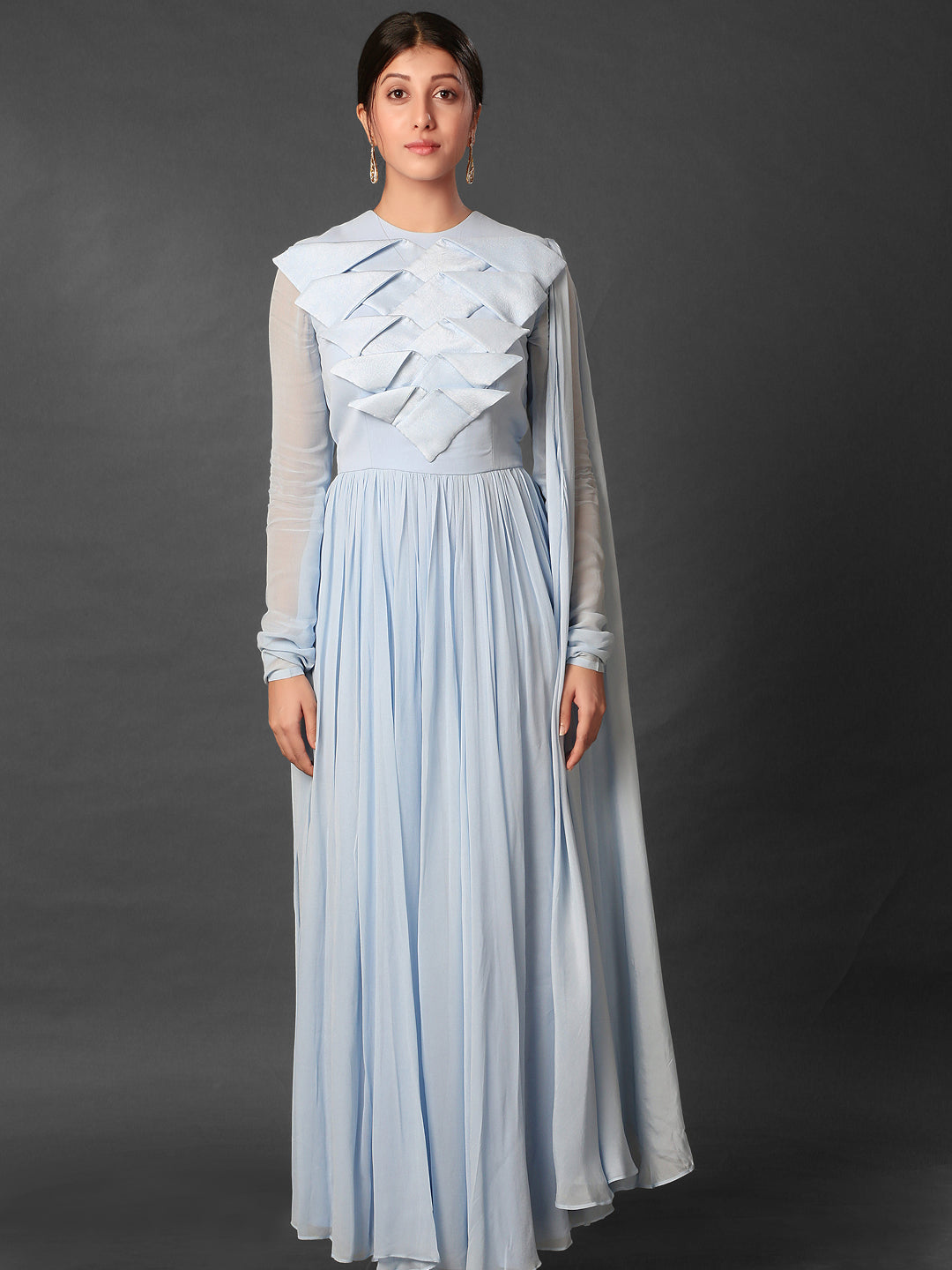 Powder blue origami gown
