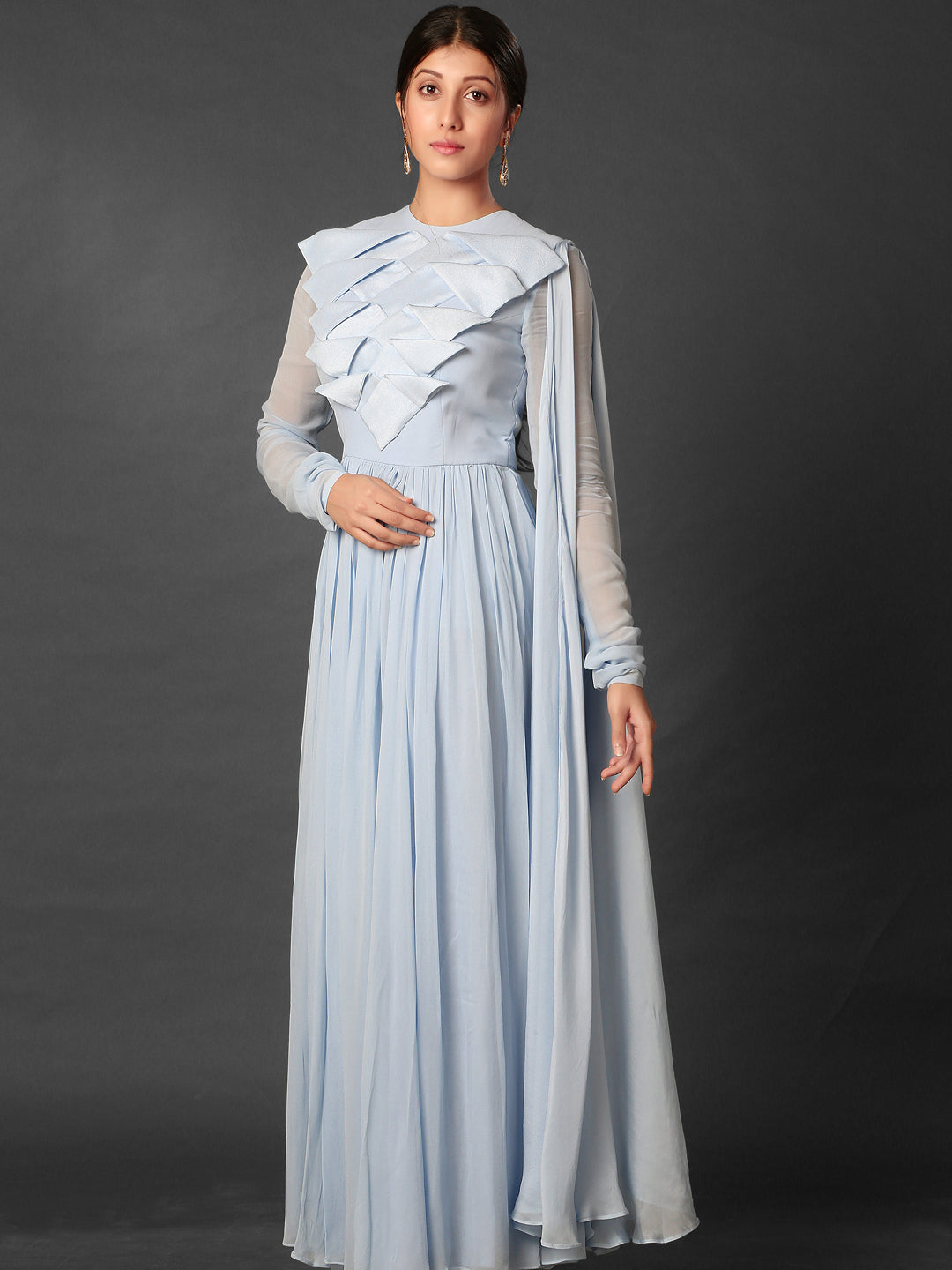 Powder blue origami gown