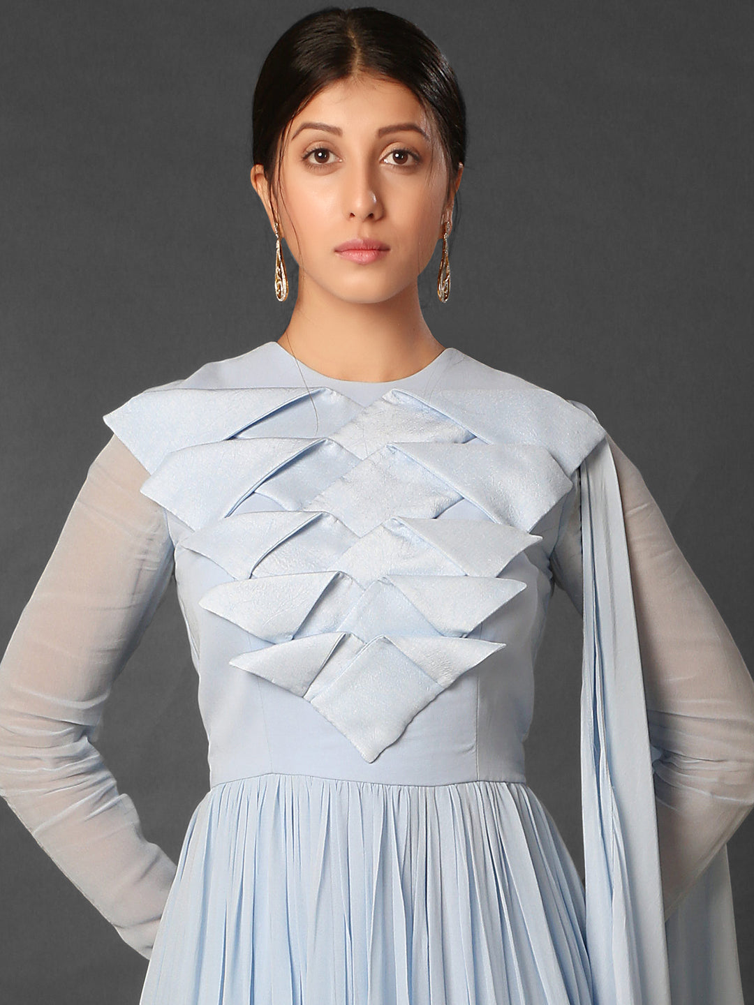 Powder blue origami gown