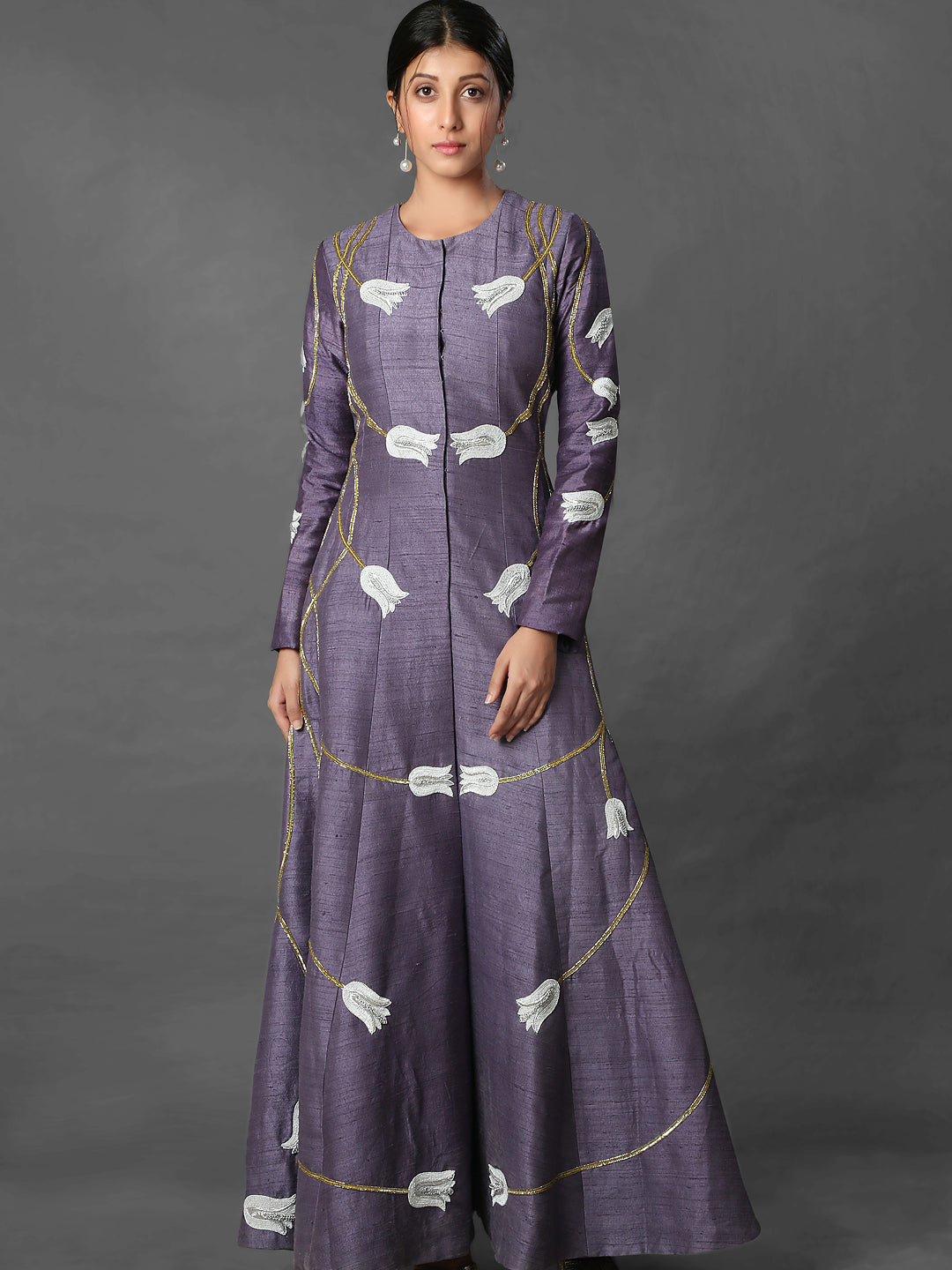 Dusty purple embellished jacket set