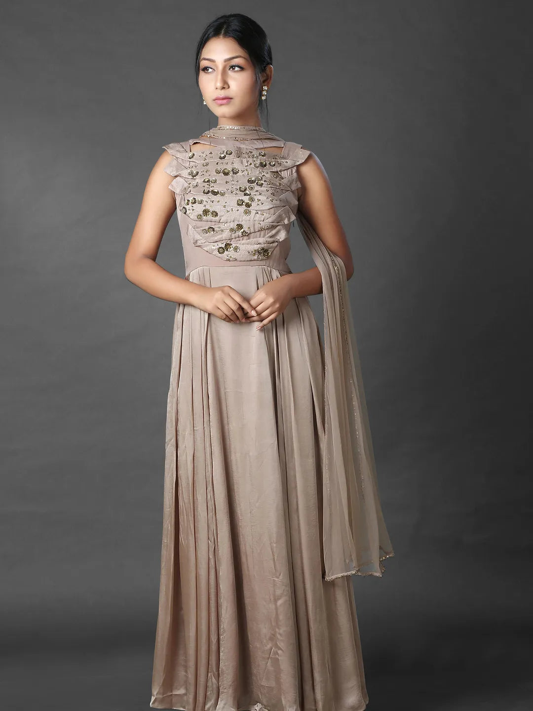 Mocha origami gown