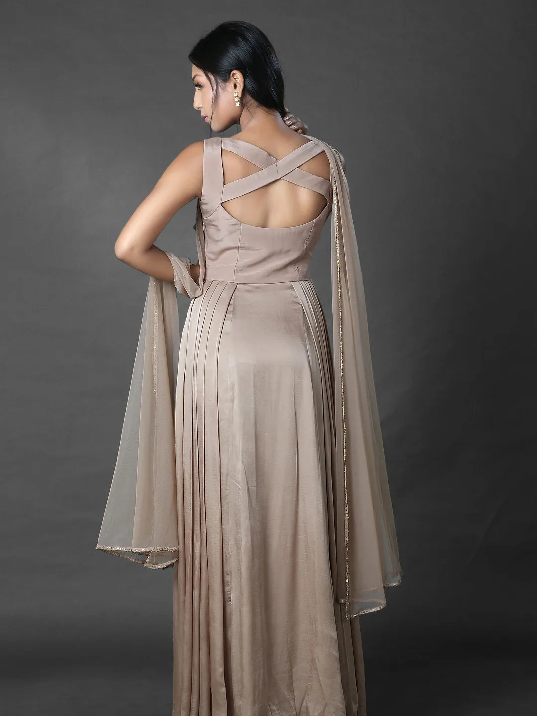 Mocha origami gown