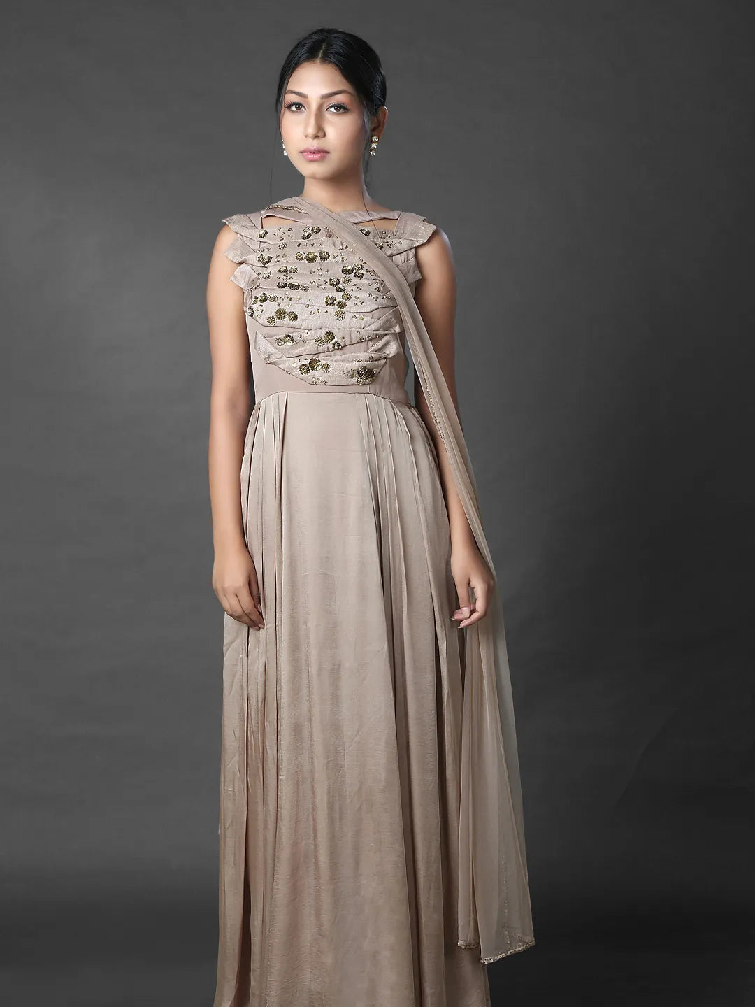 Mocha origami gown