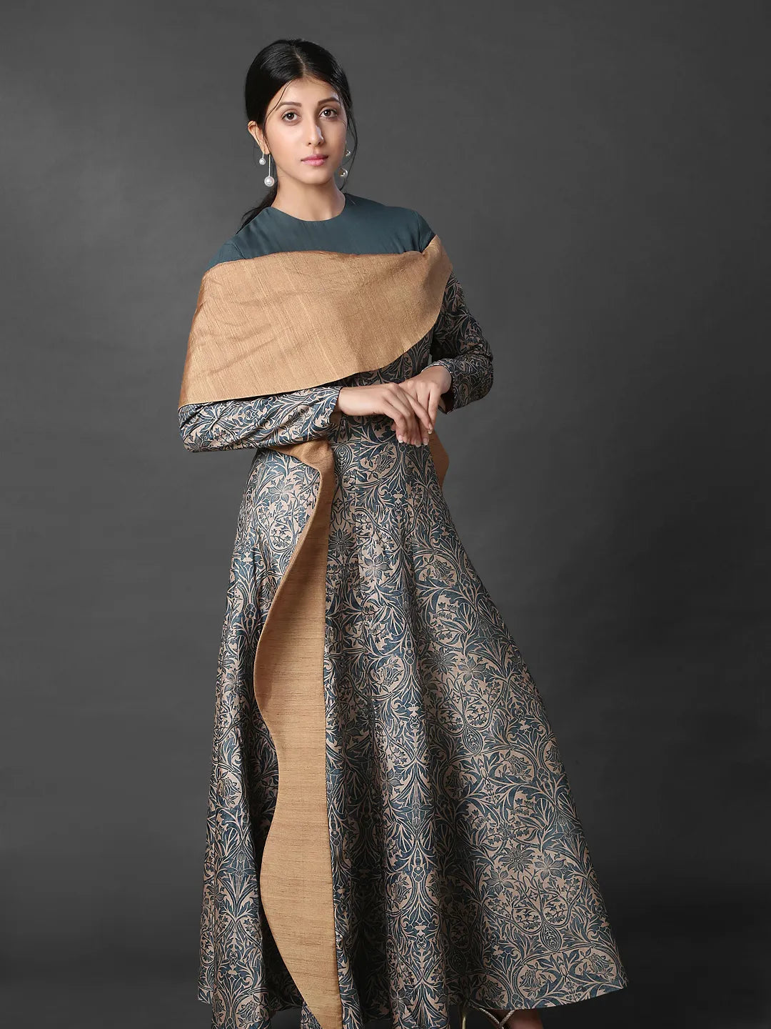 Attached dupatta anarkali