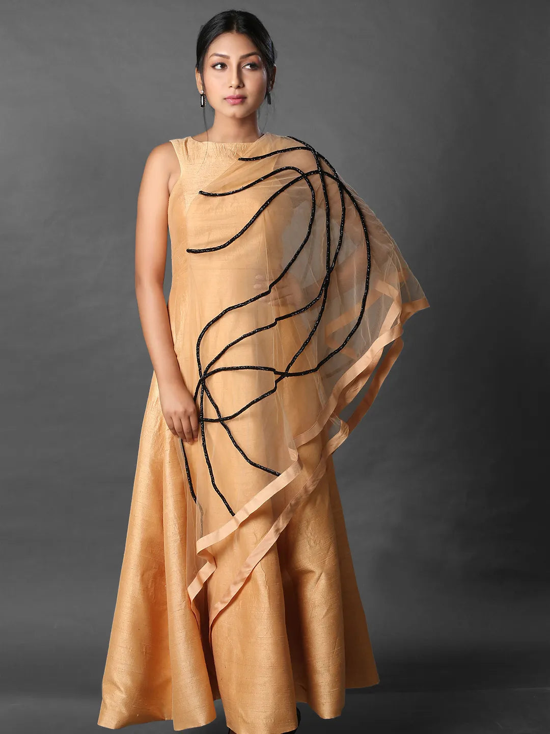 Peach cape gown