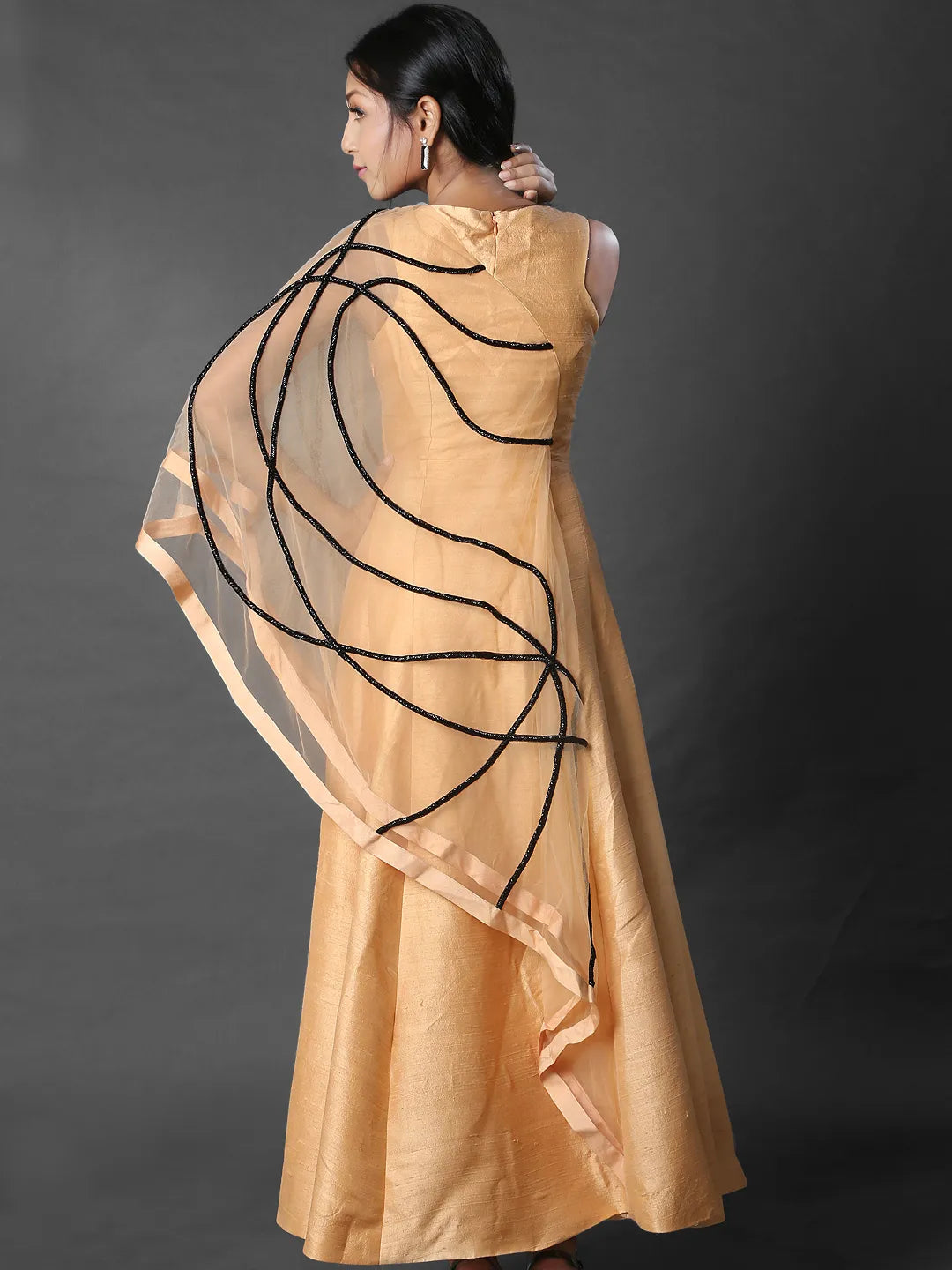Peach cape gown
