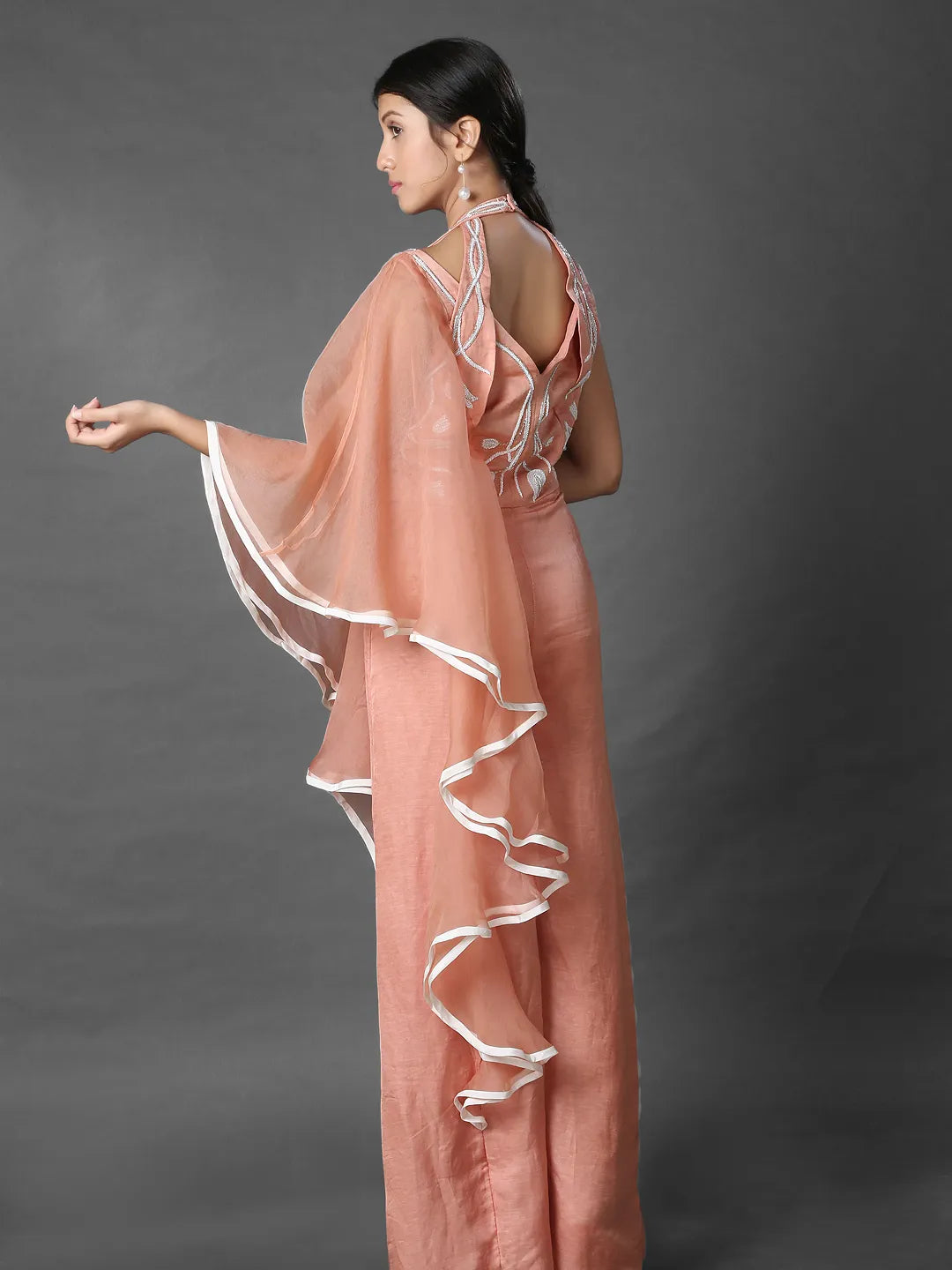 Dusty rose attached dupatta jumpsuit