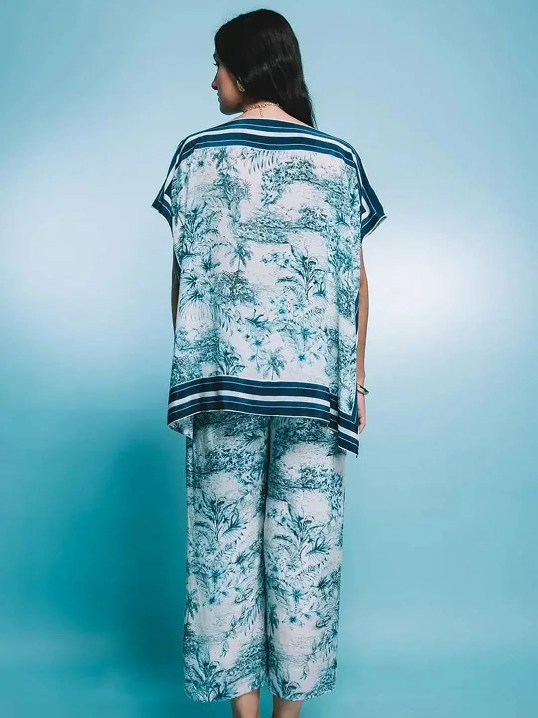 Porcelain scarf-top & pleated pant
