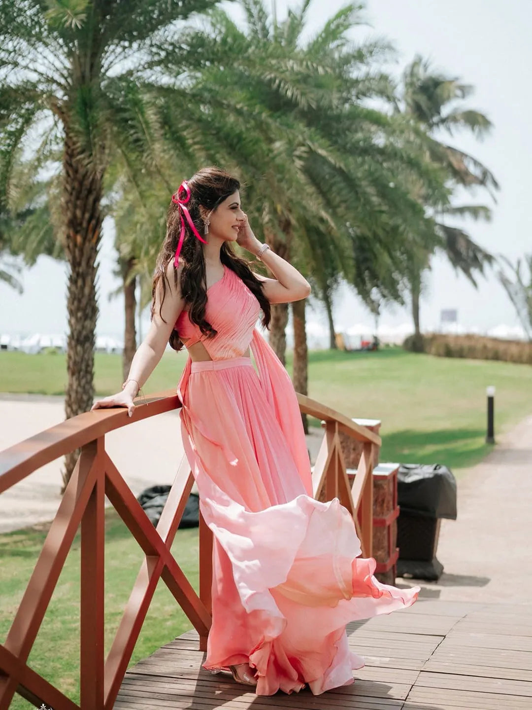 Ombre drape gown