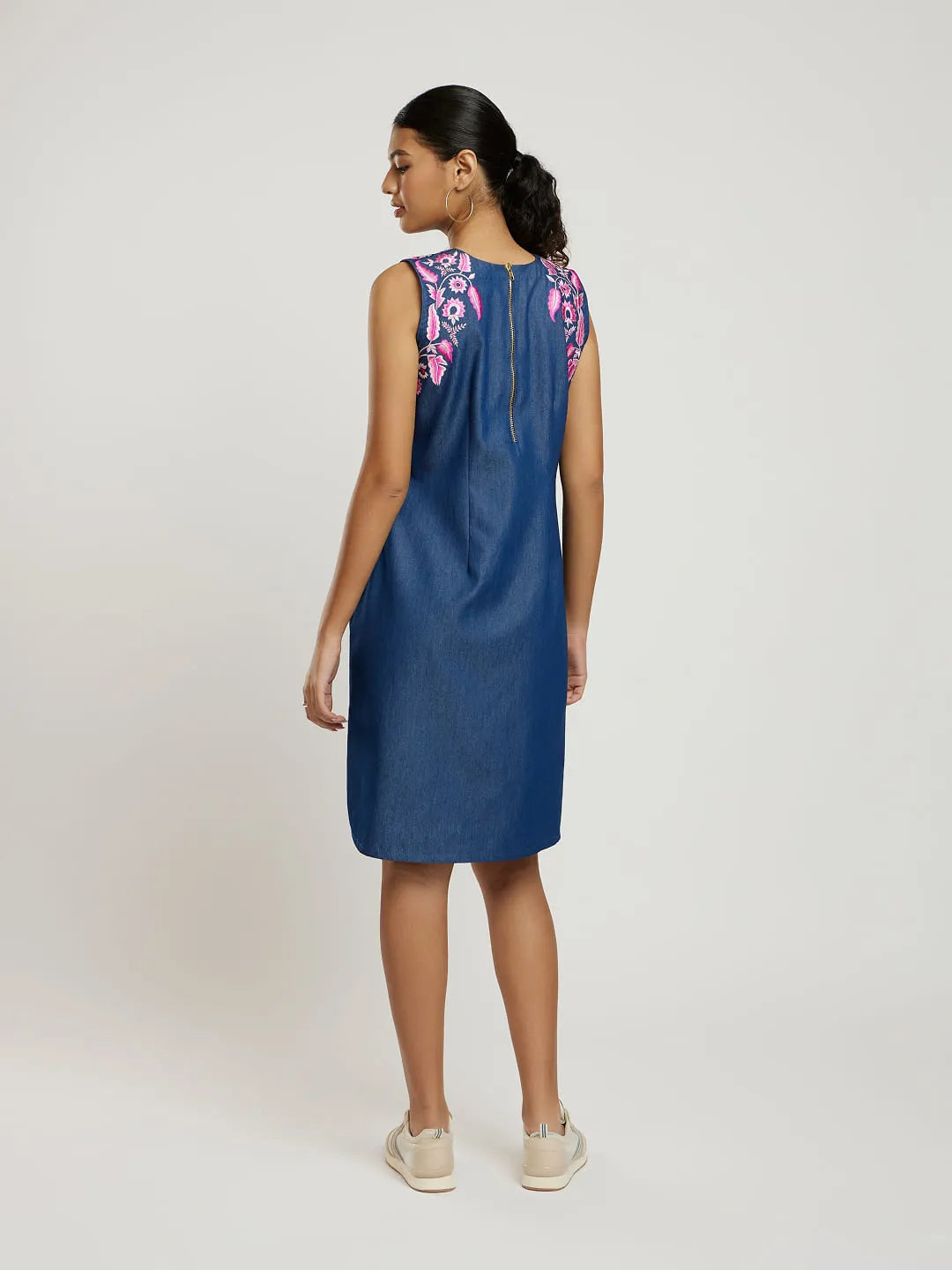 Floral Embroidered Denim Dress