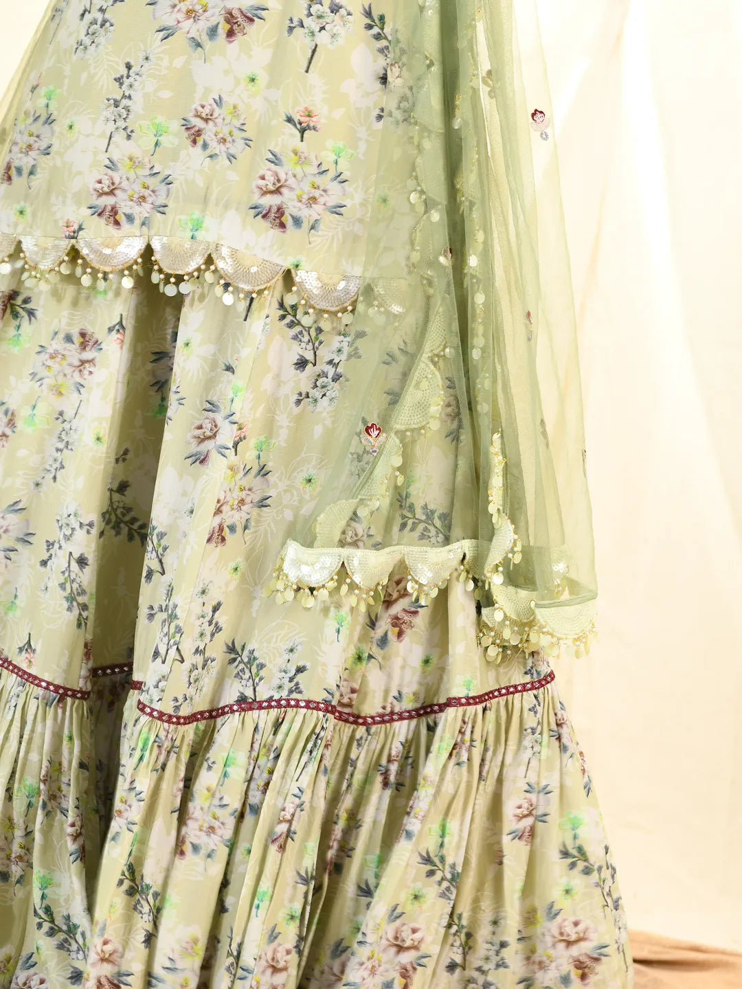 Sage printed kurta and sharara set
