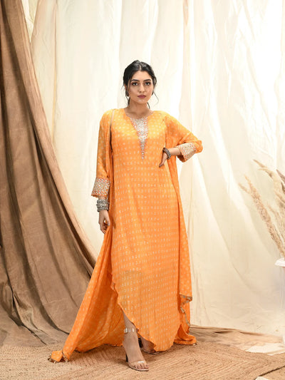 Mango Bandhni darpe  kurta & cape set