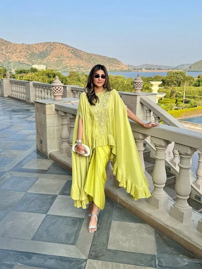 Ruffle top & drape skirt set