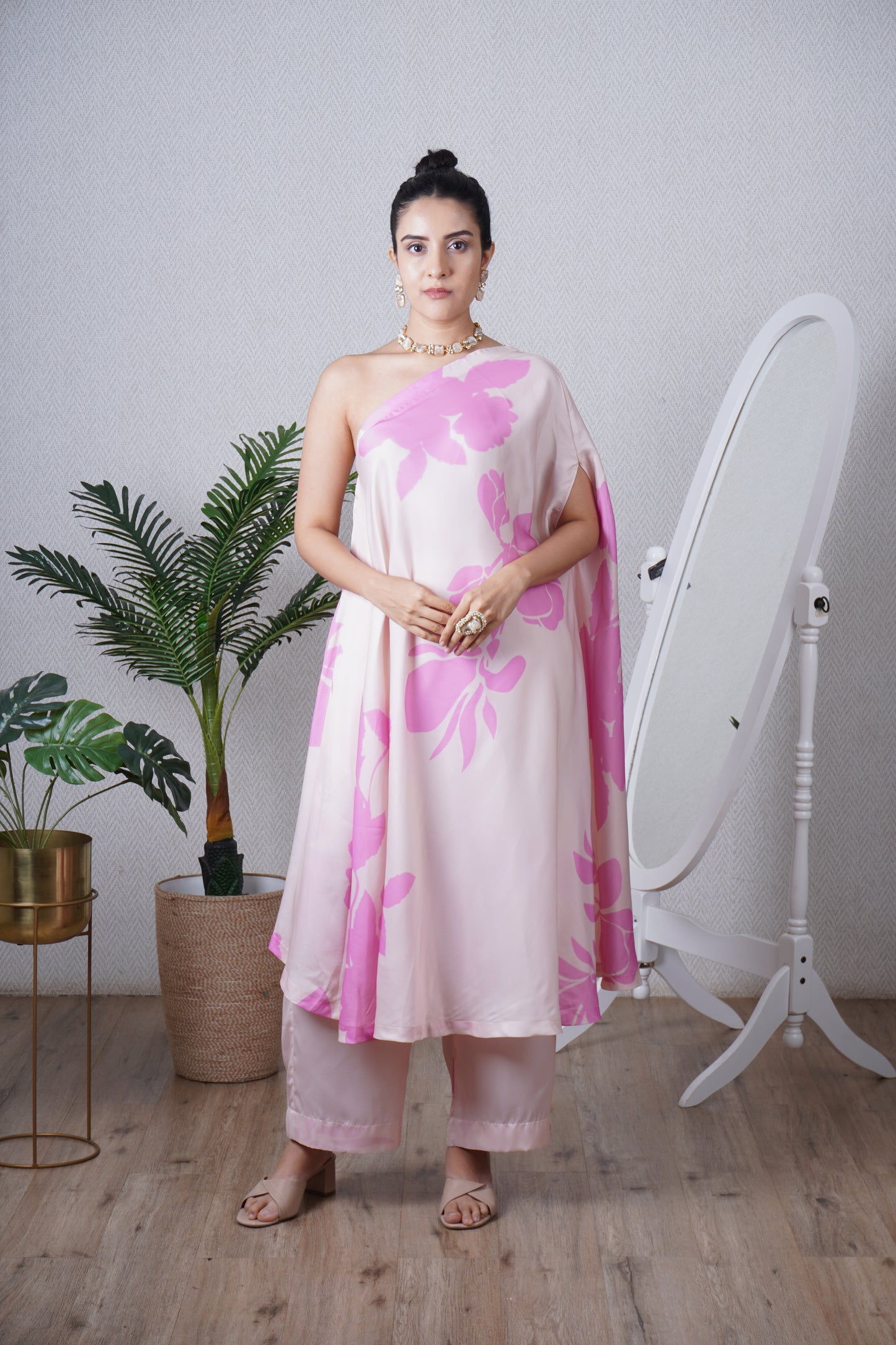 Candy Pink One Shoulder Co-ord Set